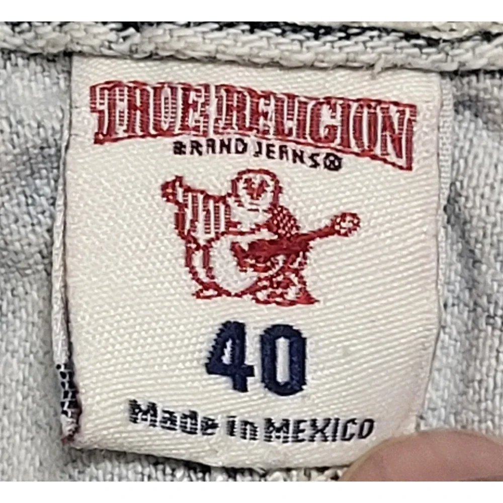 Vtg True Religion Men's Ricky Straight Leg Natural Mega T White/Red Jeans Sz 40